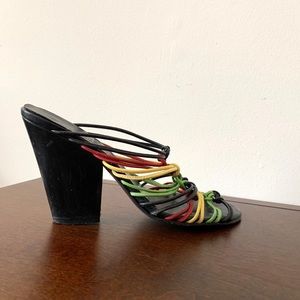 Vintage Multi Colored Sandal Clog Heels